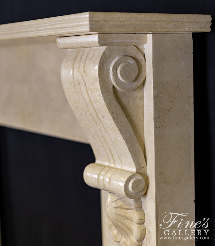 Marble Fireplaces  - Victorian Style Mantel In Polished Galala Marble - MFP-2644